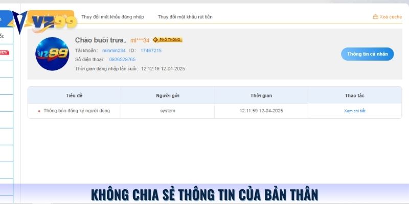 Không chia sẻ thông tin nếu chưa có sự đồng ý