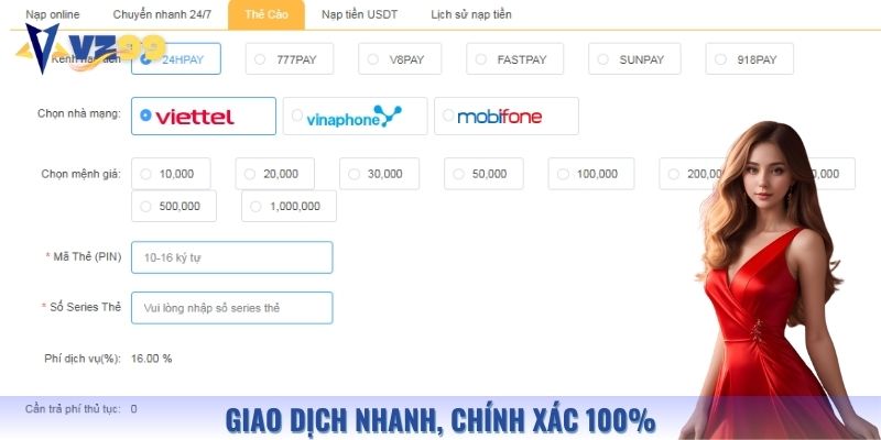 Giao dịch nhanh, chính xác, hỗ trợ nhiều ngân hàng nội địa