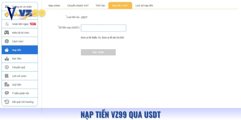 Hướng dẫn chi tiết cách nạp tiền qua USDT chỉ với một vài thao tác